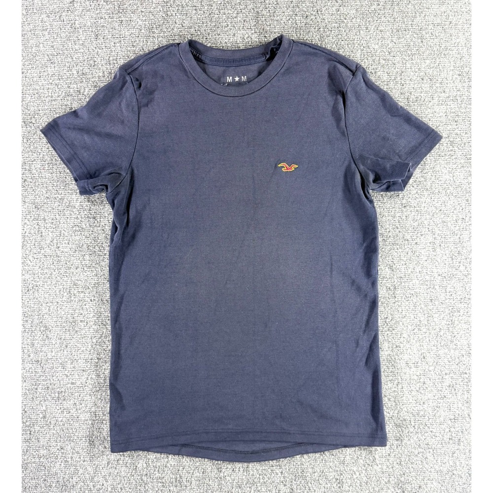 Hollister‎ Mens Navy Blue Short Sleeve Crewneck Seagull Logo T-Shirt Size M